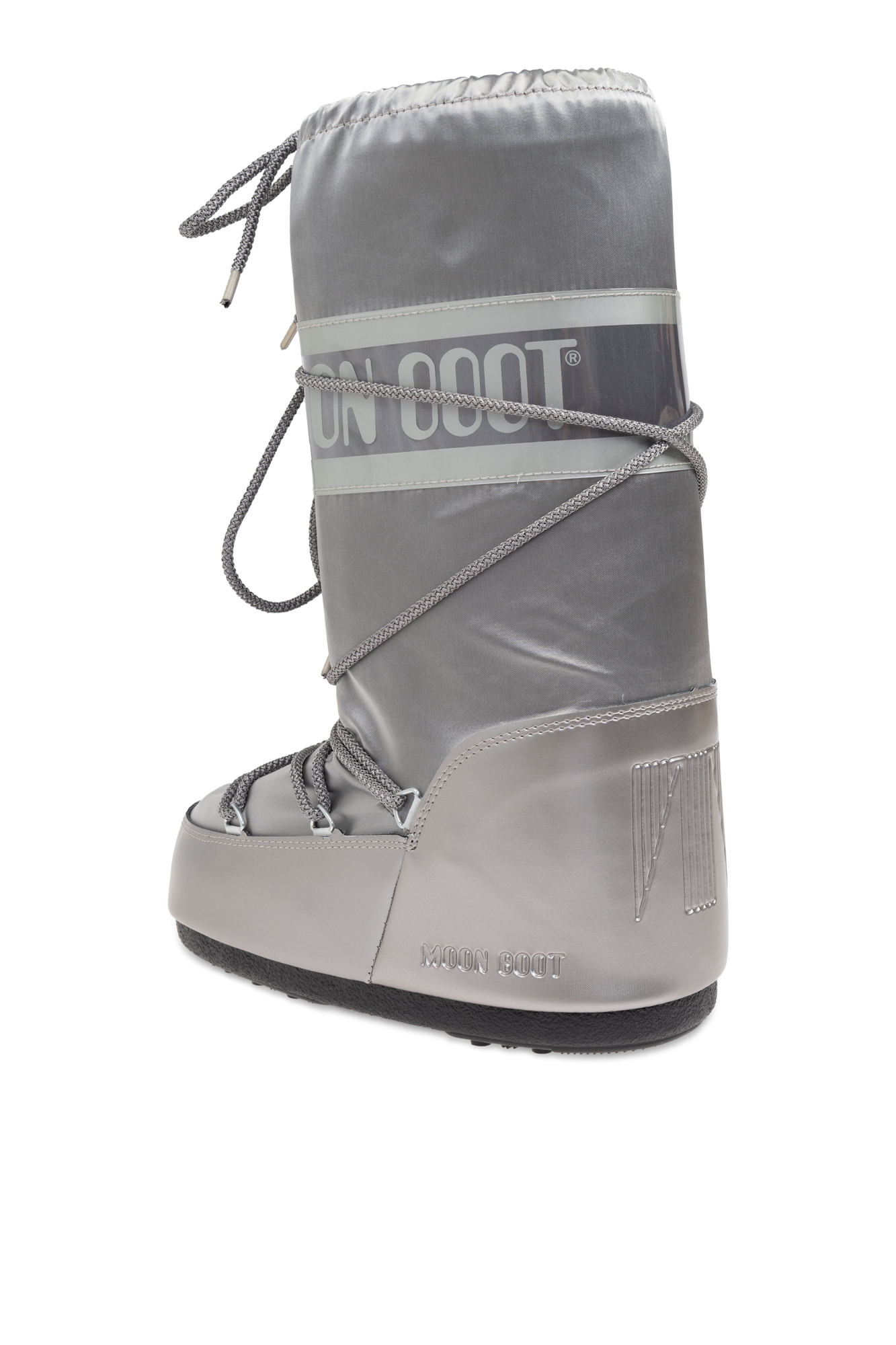ロングブーツ MOON BOOT FW25 ICON GLANCE (80D1401680 N001) ICON GLANCE SILVER SATIN BOOTS | Moon Boot®
